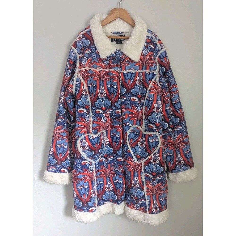 Vtg The Children's Place Girls 14 Y2K Faux Fur Penny Lane Coat Boho 70s Hippy XL